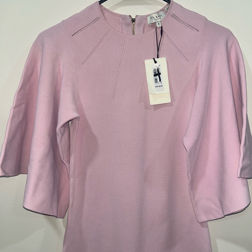 Ted Baker London Lounia Fluted Sleeve Body-Con Sweater Dress Light pink Size 2 - Picture 4 of 16